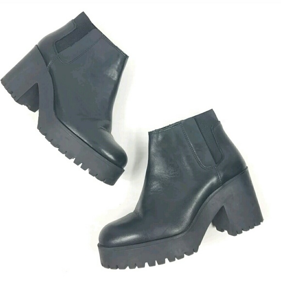 leather ankle platform boots